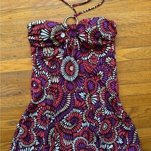 Strapless Halter Floral Maxi Dress - Pink, Purple, Black